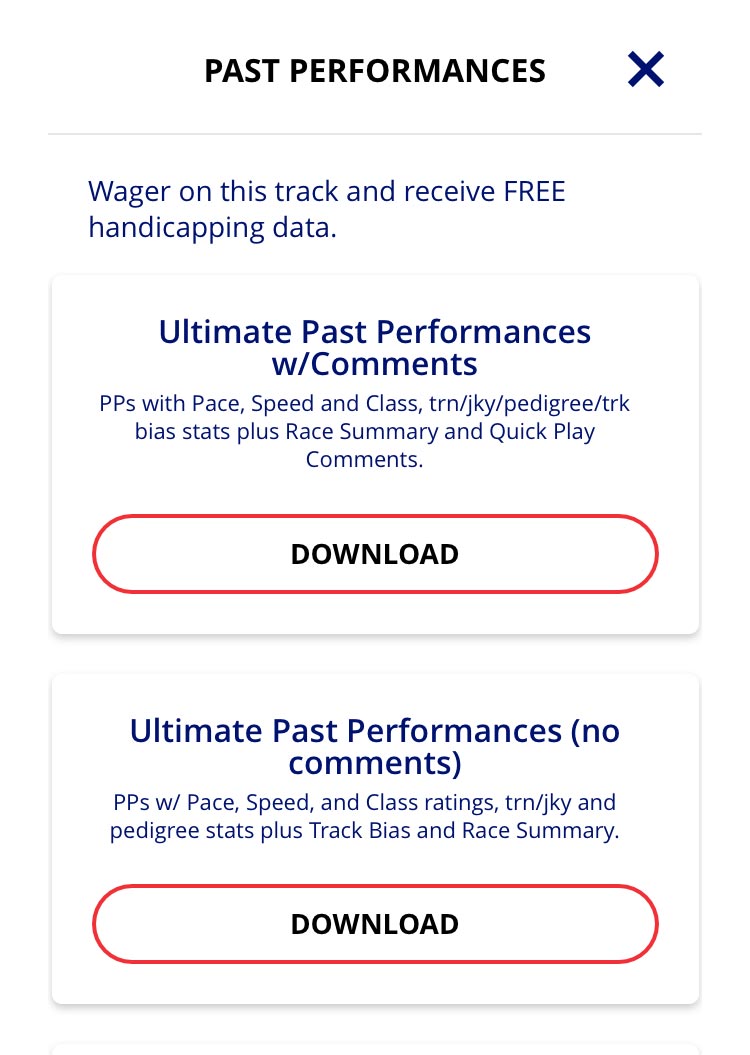 Finding past performances for MOBILE on BetAmerica Horse Racing