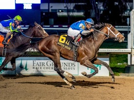 Angel of Empire winning the Risen Star (G2) at Fair Grounds (Photo by Hodges Photography/Lou Hodges Jr.)