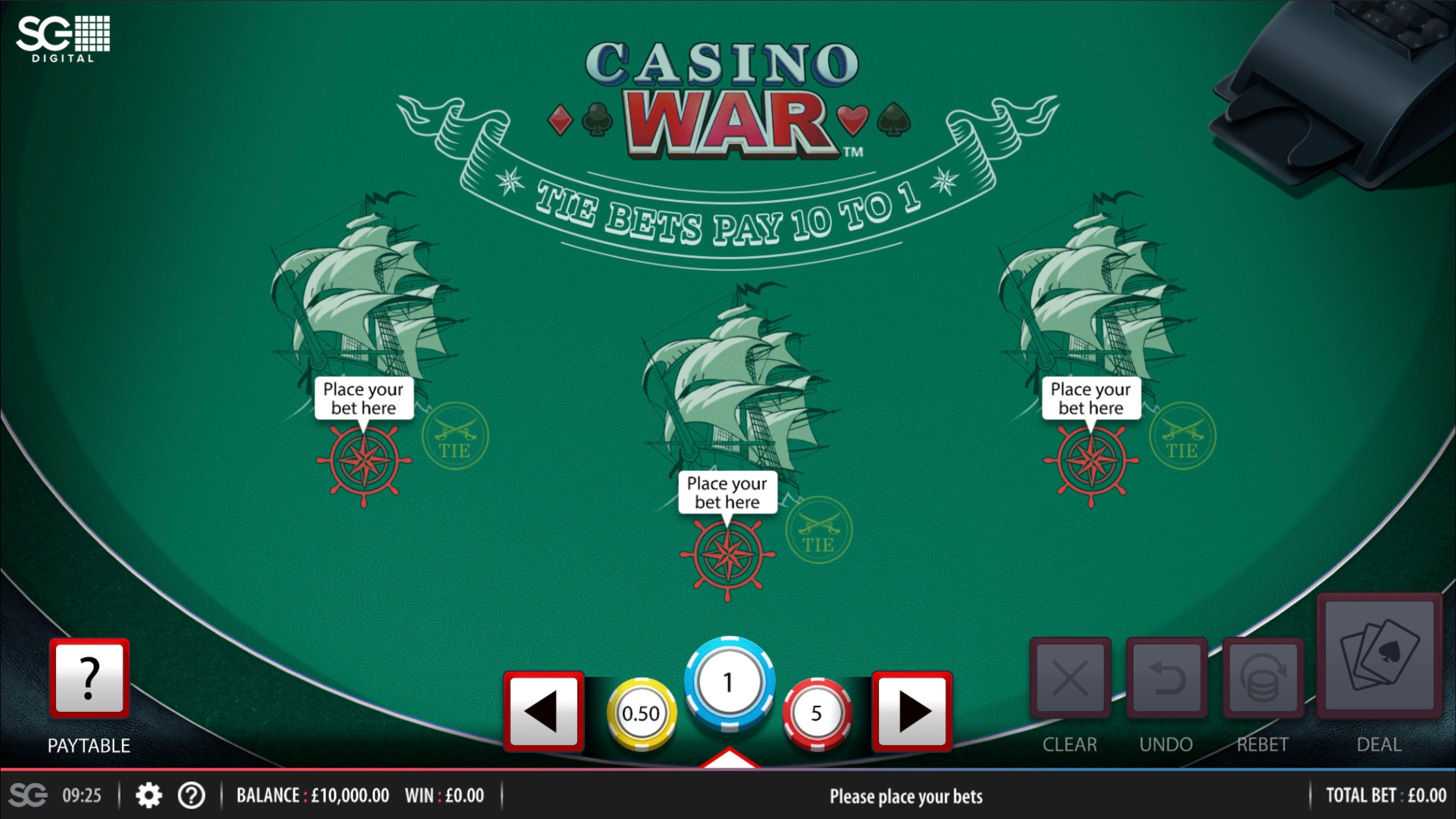 paly casino war online free